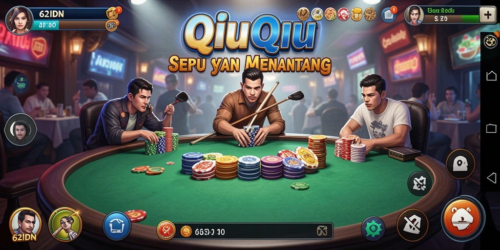 Tangkapan layar utama menampilkan gameplay seru QiuQiu.