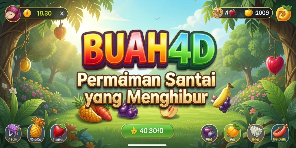 Screenshot BUAH4D menampilkan gameplay mengumpulkan buah yang ceria.