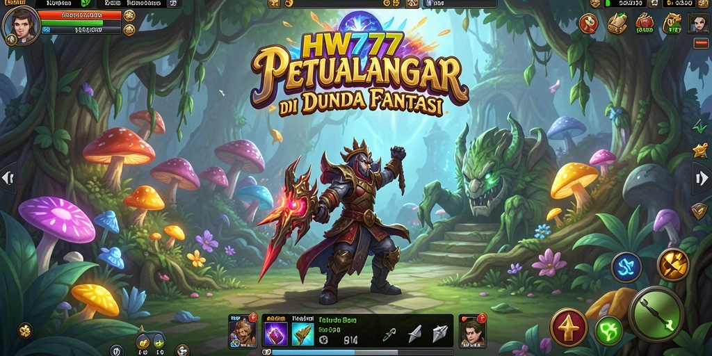 Screenshot HW777 menampilkan karakter dalam petualangan seru dan lingkungan yang indah.