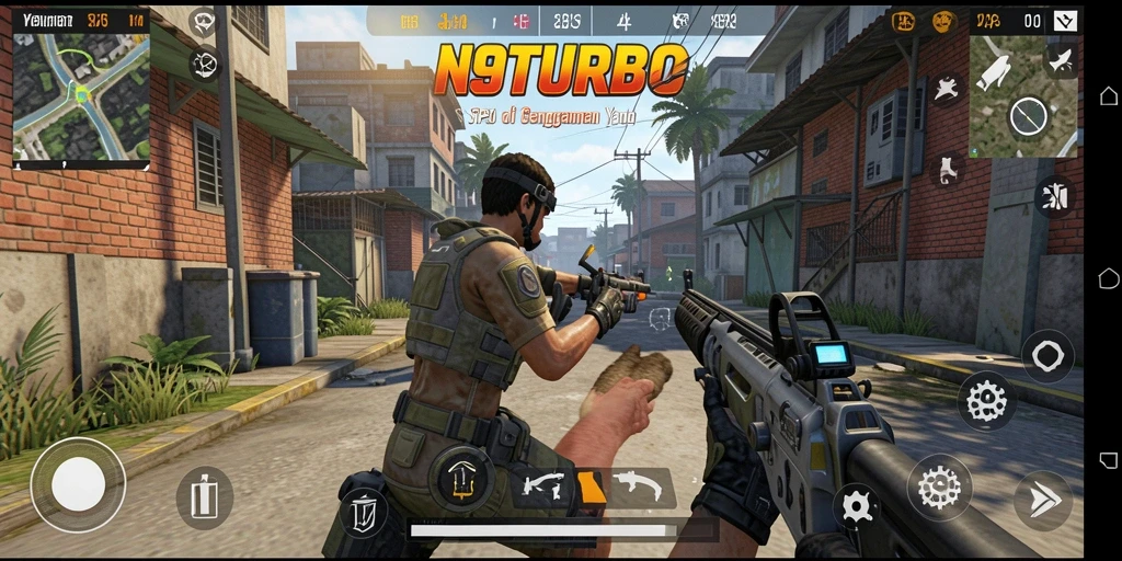 Tampilan gameplay N9TURBO yang menegangkan dan penuh aksi.