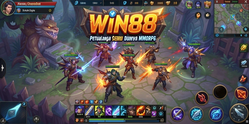 Tampilan aksi seru dalam permainan MMORPG WIN88.