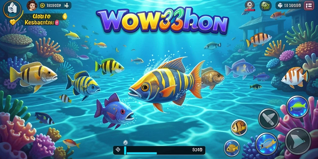 Screenshot WOW33 menampilkan aksi seru menangkap ikan.
